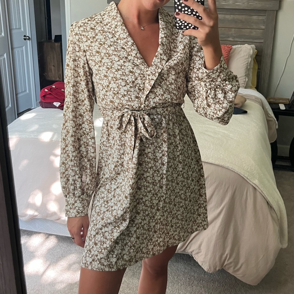 KITTENISH SIZE S PRINTED NEUTRAL MINI DRESS